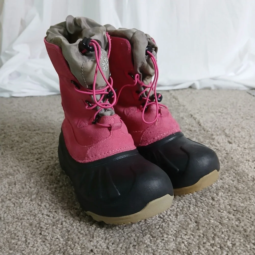 UGG Kids Adirondack Pink Black Waterproof Winter Snow Boots -20C Toggle Lace 9in